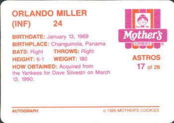 1995 Mother's Cookies Houston Astros #17 Orlando Miller Back