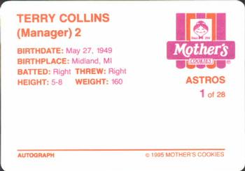 1995 Mother's Cookies Houston Astros #1 Terry Collins Back