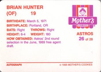 1995 Mother's Cookies Houston Astros #26 Brian Hunter Back