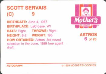 1995 Mother's Cookies Houston Astros #6 Scott Servais Back