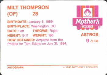 1995 Mother's Cookies Houston Astros #9 Milt Thompson Back