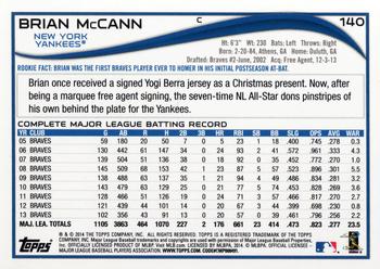 2014 Topps Opening Day #140 Brian McCann Back
