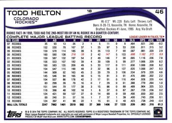 2014 Topps Opening Day #46 Todd Helton Back