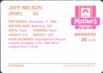 1995 Mother's Cookies Seattle Mariners #25 Jeff Nelson Back