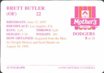 1996 Mother's Cookies Los Angeles Dodgers #8 Brett Butler Back