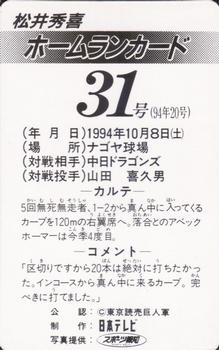 1994 NTV Hideki Matsui Homerun Cards #31 Hideki Matsui Back