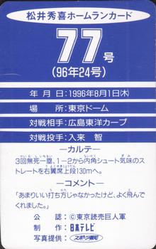 1996 NTV Hideki Matsui Homerun #77 Hideki Matsui Back