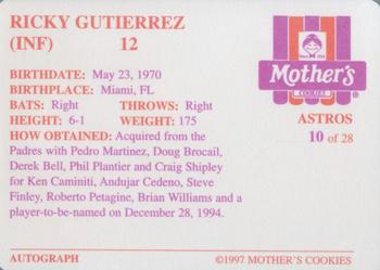 1997 Mother's Cookies Houston Astros #10 Ricky Gutierrez Back