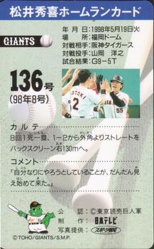 1998 NTV Hideki Matsui Homerun #136 Hideki Matsui Back