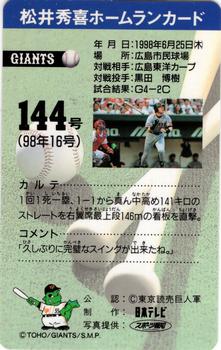 1998 NTV Hideki Matsui Homerun #144 Hideki Matsui Back
