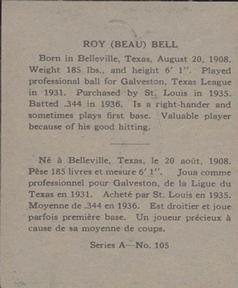 1937 O-Pee-Chee Batter Ups (V300) #105 Beau Bell Back