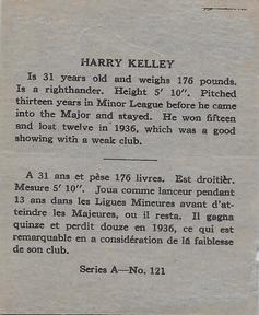 1937 O-Pee-Chee Batter Ups (V300) #121 Harry Kelley Back