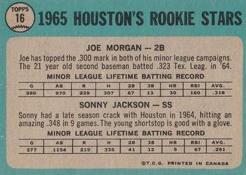 1965 O-Pee-Chee #16 Houston 1965 Rookie Stars (Joe Morgan / Sonny Jackson) Back