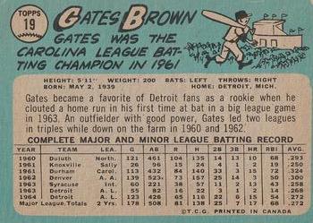 1965 O-Pee-Chee #19 Gates Brown Back