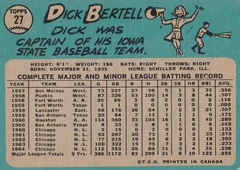 1965 O-Pee-Chee #27 Dick Bertell Back