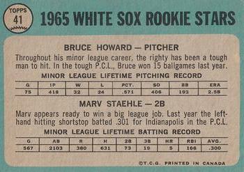 1965 O-Pee-Chee #41 White Sox 1965 Rookie Stars (Bruce Howard / Marv Staehle) Back