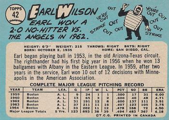 1965 O-Pee-Chee #42 Earl Wilson Back
