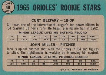 1965 O-Pee-Chee #49 Orioles 1965 Rookie Stars (Curt Blefary / John Miller) Back