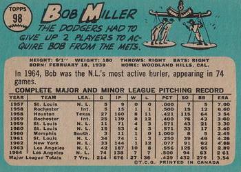 1965 O-Pee-Chee #98 Bob Miller Back
