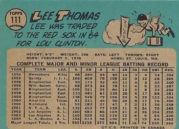 1965 O-Pee-Chee #111 Lee Thomas Back
