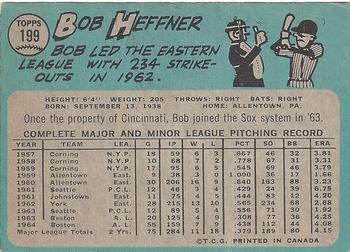 1965 O-Pee-Chee #199 Bob Heffner Back
