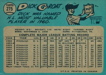 1965 O-Pee-Chee #275 Dick Groat Back