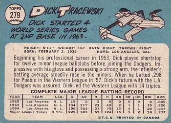 1965 O-Pee-Chee #279 Dick Tracewski Back