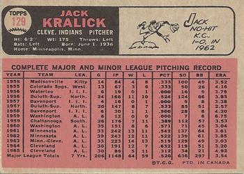 1966 O-Pee-Chee #129 Jack Kralick Back