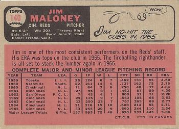 1966 O-Pee-Chee #140 Jim Maloney Back