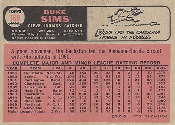 1966 O-Pee-Chee #169 Duke Sims Back