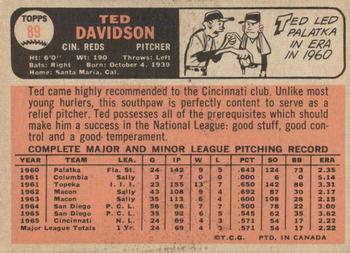 1966 O-Pee-Chee #89 Ted Davidson Back