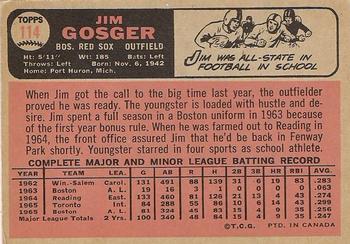 1966 O-Pee-Chee #114 Jim Gosger Back