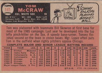 1966 O-Pee-Chee #141 Tom McCraw Back