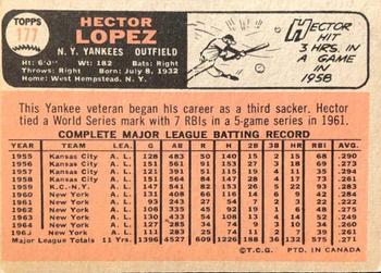 1966 O-Pee-Chee #177 Hector Lopez Back