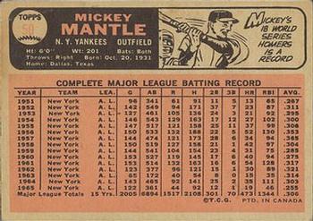 1966 O-Pee-Chee #50 Mickey Mantle Back