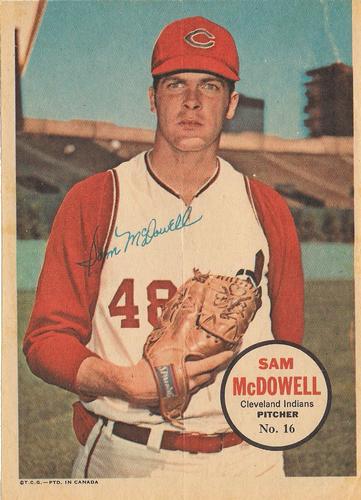 1968 O-Pee-Chee - Posters #16 Sam McDowell Front