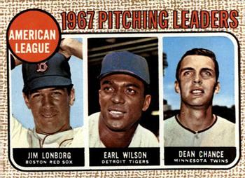 1968 O-Pee-Chee #10 American League 1967 Pitching Leaders (Jim Lonborg / Earl Wilson / Dean Chance) Front