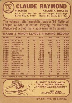 1968 O-Pee-Chee #166 Claude Raymond Back