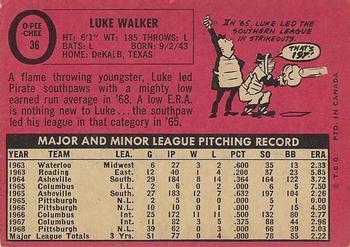 1969 O-Pee-Chee #36 Luke Walker Back