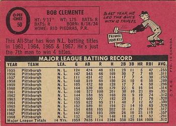 1969 O-Pee-Chee #50 Bob Clemente Back