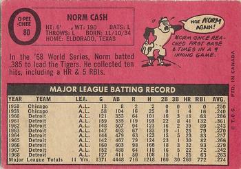 1969 O-Pee-Chee #80 Norm Cash Back