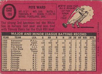 1969 O-Pee-Chee #155 Pete Ward Back
