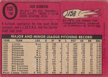 1969 O-Pee-Chee #158 Joe Gibbon Back