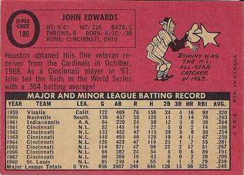 1969 O-Pee-Chee #186 Johnny Edwards Back