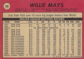 1969 O-Pee-Chee #190 Willie Mays Back