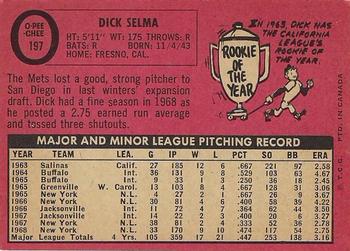 1969 O-Pee-Chee #197 Dick Selma Back