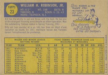 1970 O-Pee-Chee #23 Bill Robinson Back