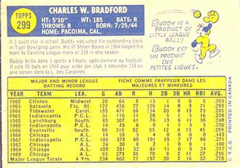 1970 O-Pee-Chee #299 Buddy Bradford Back