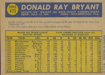 1970 O-Pee-Chee #473 Don Bryant Back