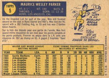 1970 O-Pee-Chee #5 Wes Parker Back